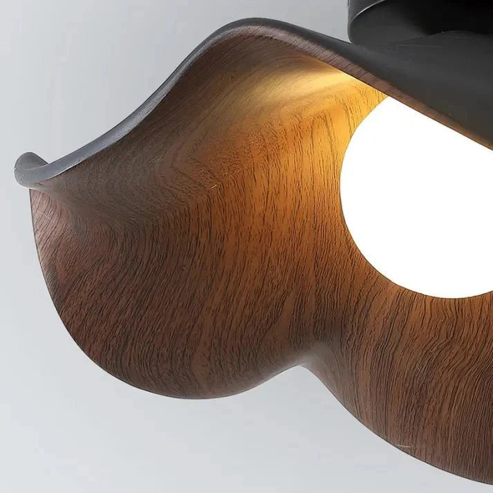 Scandinavian Wooden Lotus Ceiling Lamp Made of Resin