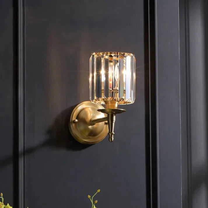 Vintage Luxury Crystal Wall Lamp | Brass & Crystal Wall Light | E14 Fixture | Elegant Ambient Lighting