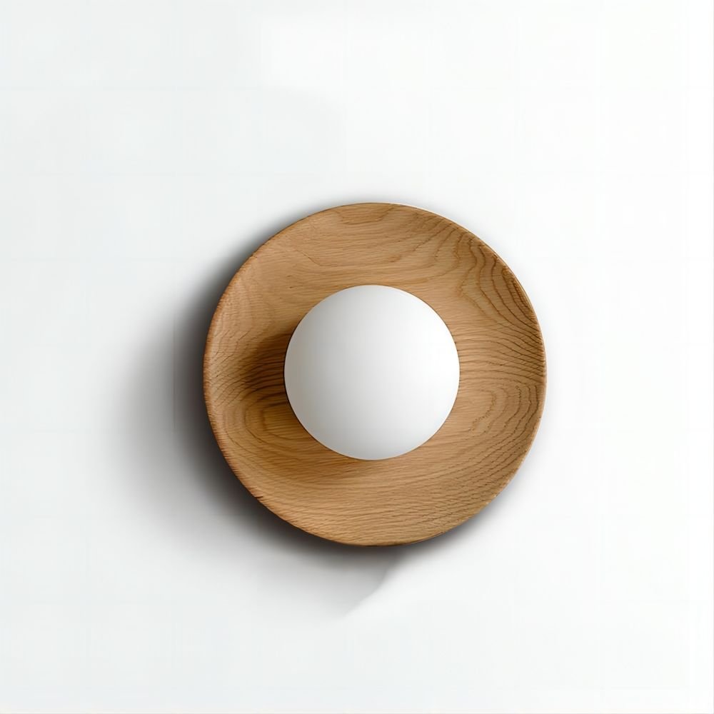 Natural Wood White Wall Lamp Minimalist Wall Light | Glass Shade | G9 Fixture | Modern Scandinavian Indoor Lighting