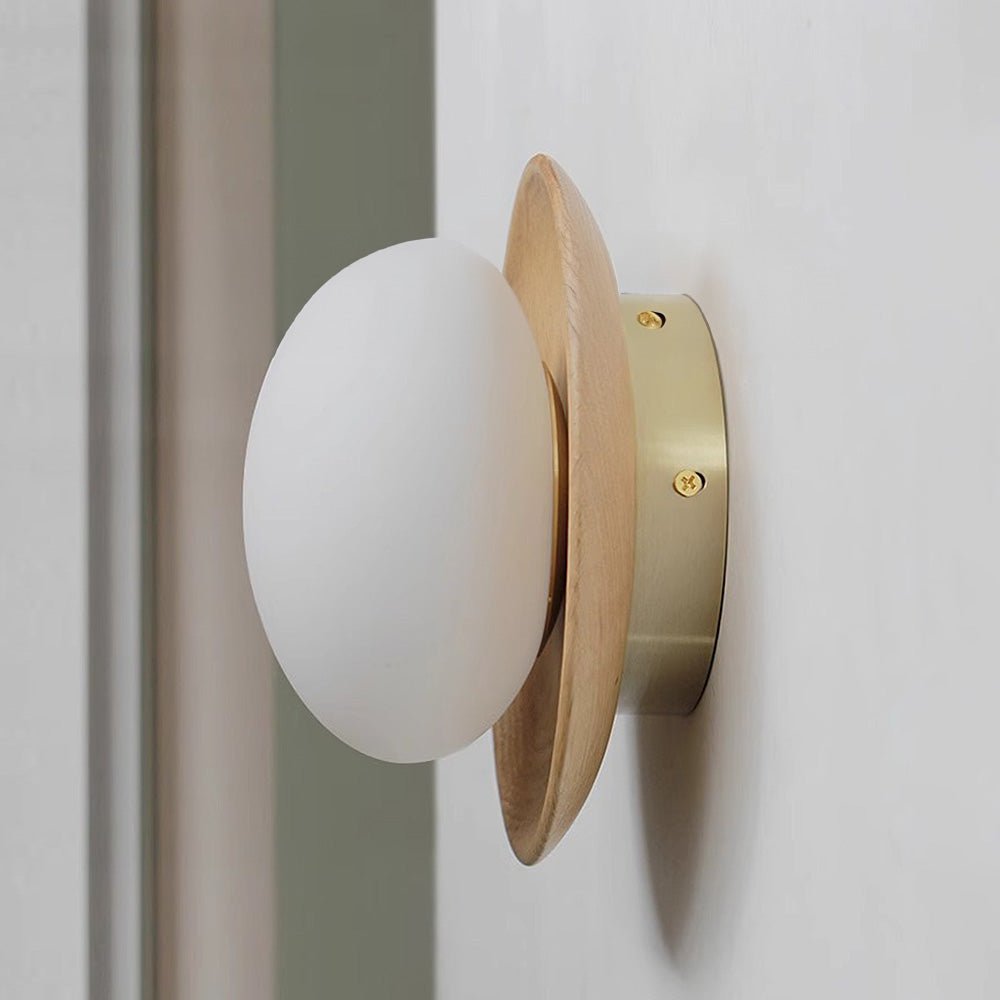 Natural Wood White Wall Lamp Minimalist Wall Light | Glass Shade | G9 Fixture | Modern Scandinavian Indoor Lighting