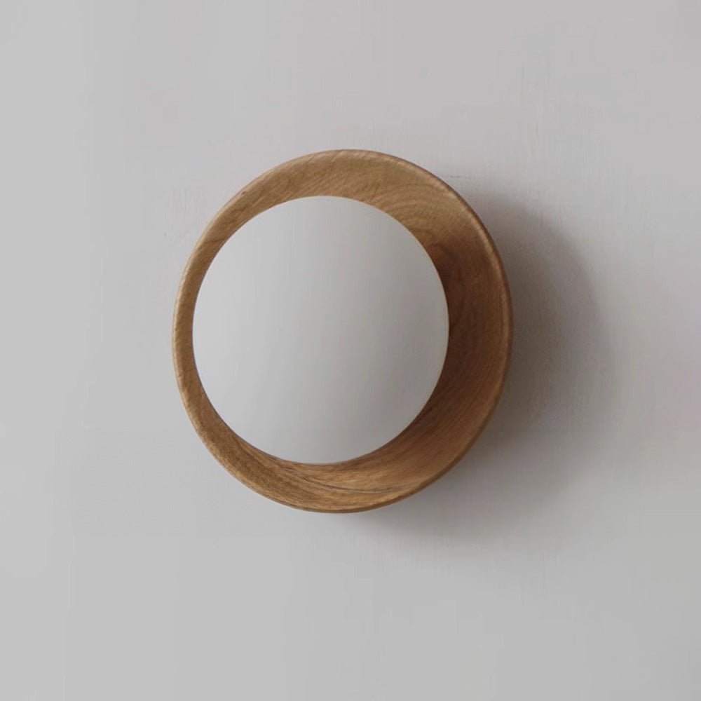 Natural Wood White Wall Lamp Minimalist Wall Light | Glass Shade | G9 Fixture | Modern Scandinavian Indoor Lighting
