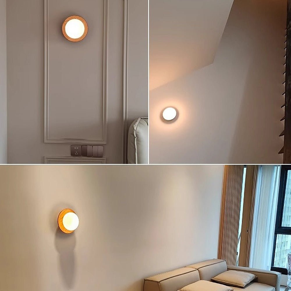 Natural Wood White Wall Lamp Minimalist Wall Light | Glass Shade | G9 Fixture | Modern Scandinavian Indoor Lighting