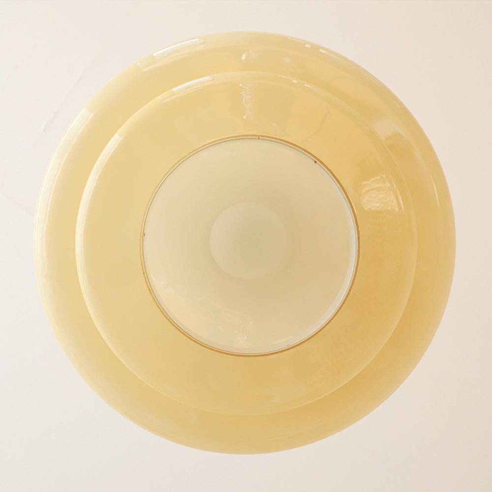 Bauhaus pendant lamp made of cream yellow glass