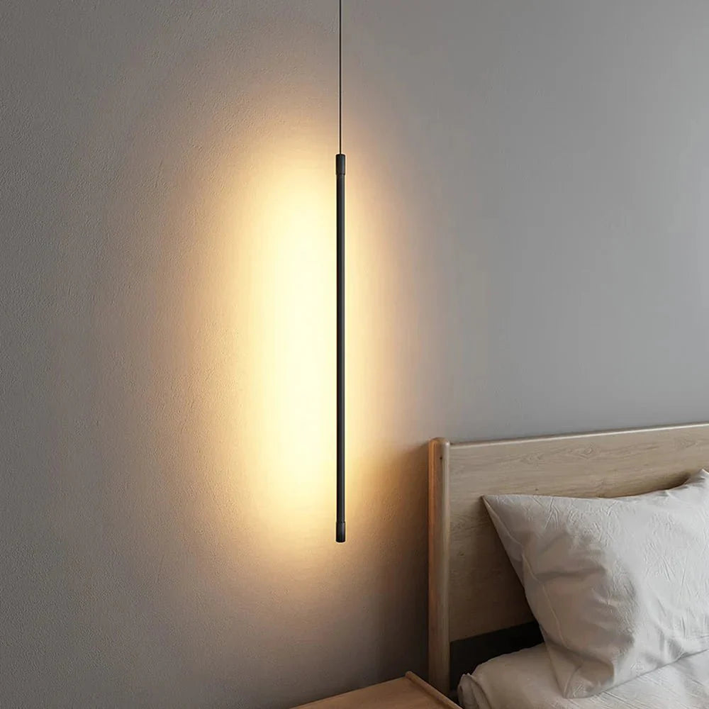 Minimalist Long LED Pendant Lamp Aluminum | Slim Linear Ceiling Light | Iron Frame | Modern LED Hanging Light | 110V-120V