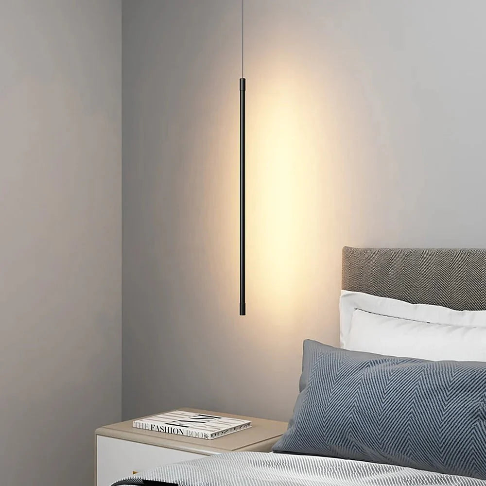 Minimalist Long LED Pendant Lamp Aluminum | Slim Linear Ceiling Light | Iron Frame | Modern LED Hanging Light | 110V-120V