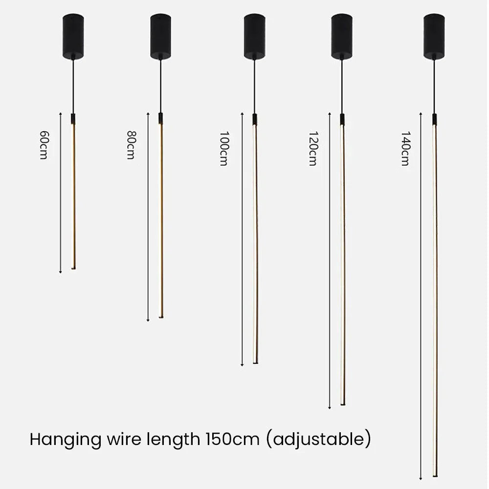 Minimalist Long LED Pendant Lamp Aluminum | Slim Linear Ceiling Light | Iron Frame | Modern LED Hanging Light | 110V-120V