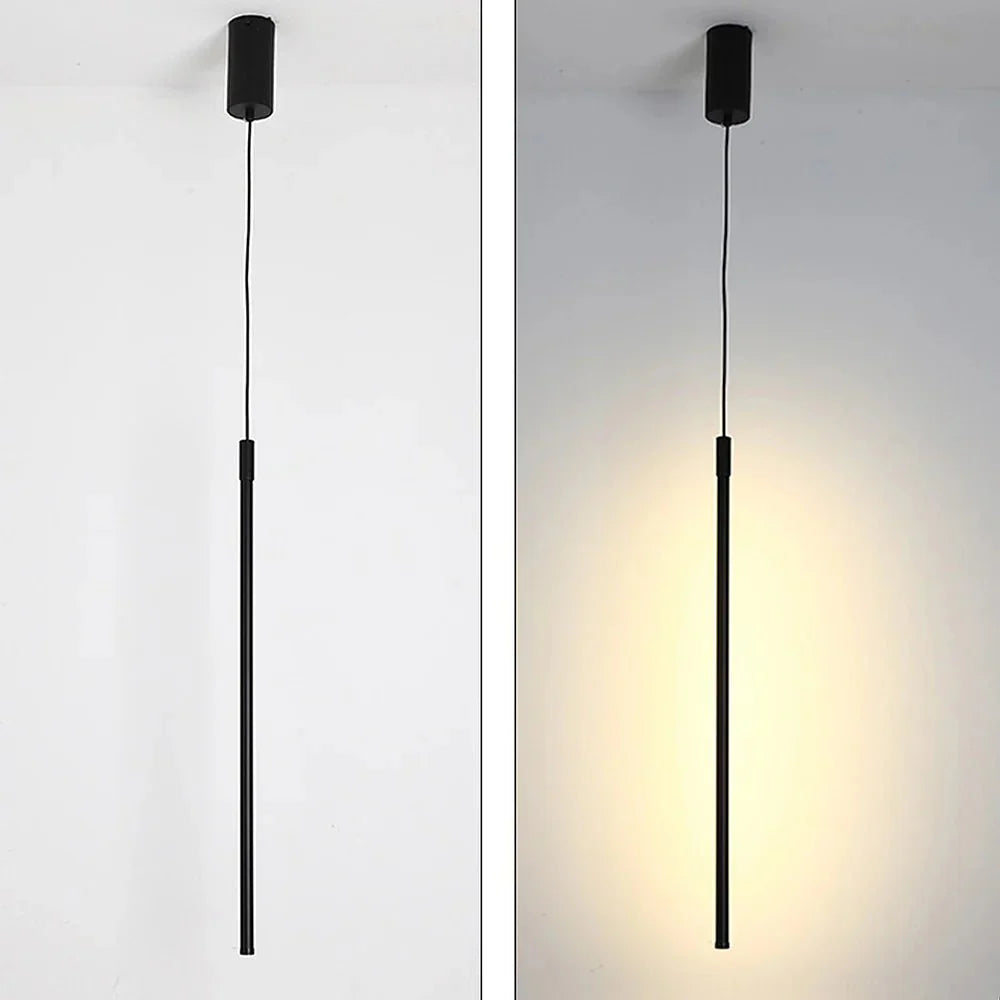 Minimalist Long LED Pendant Lamp Aluminum | Slim Linear Ceiling Light | Iron Frame | Modern LED Hanging Light | 110V-120V