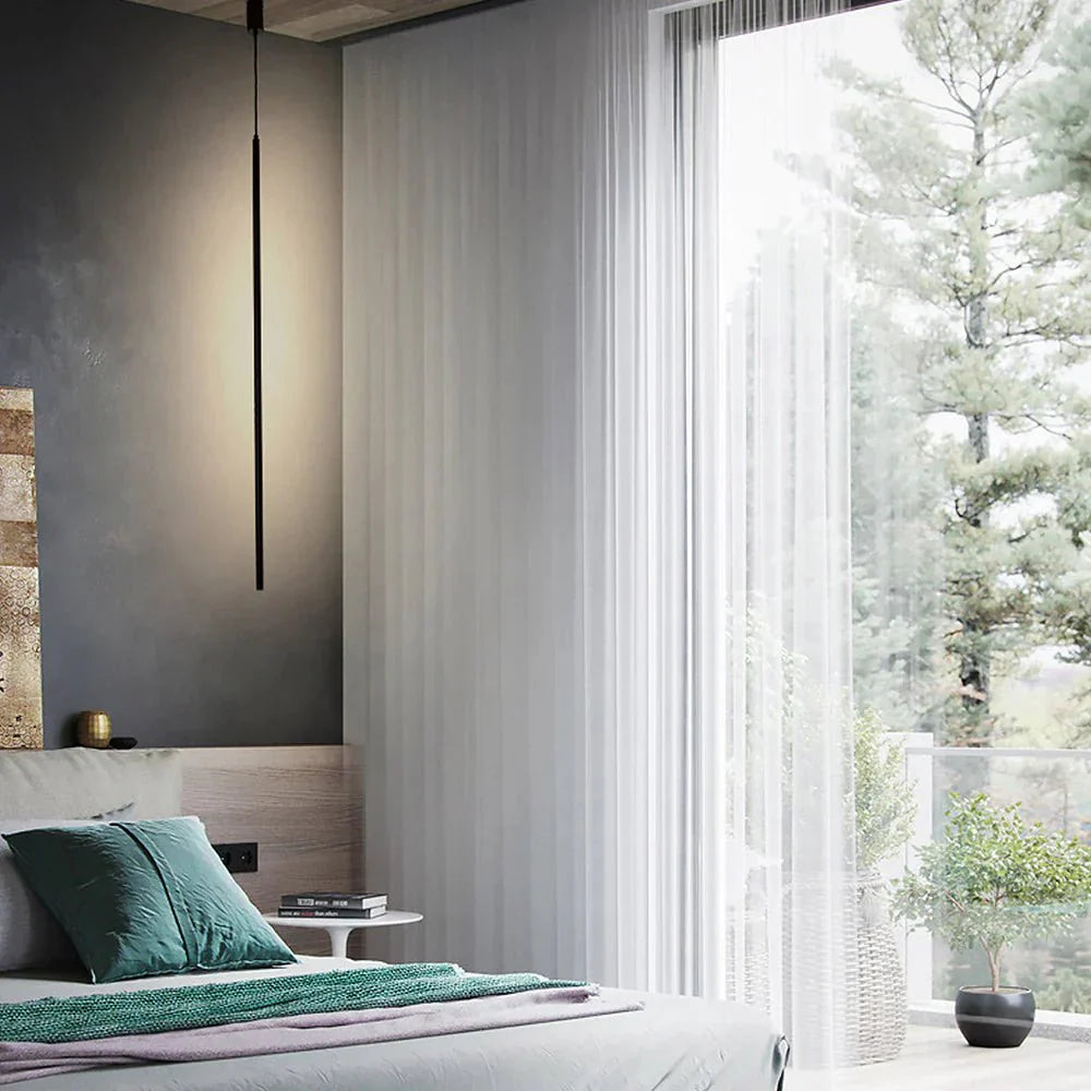 Minimalist Long LED Pendant Lamp Aluminum | Slim Linear Ceiling Light | Iron Frame | Modern LED Hanging Light | 110V-120V