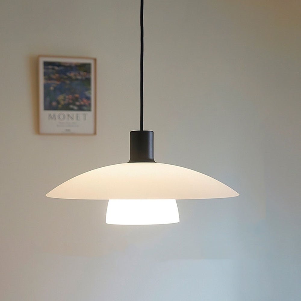 Minimalist Hanging Lamp of White Layered Glass