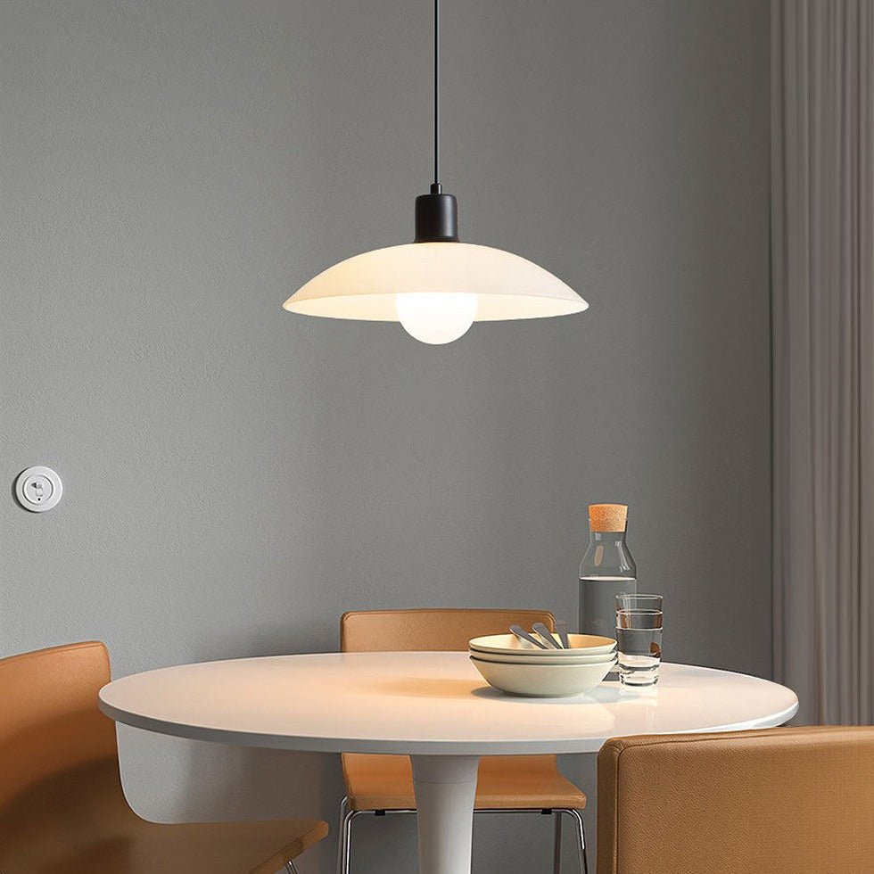 Minimalist Hanging Lamp of White Layered Glass