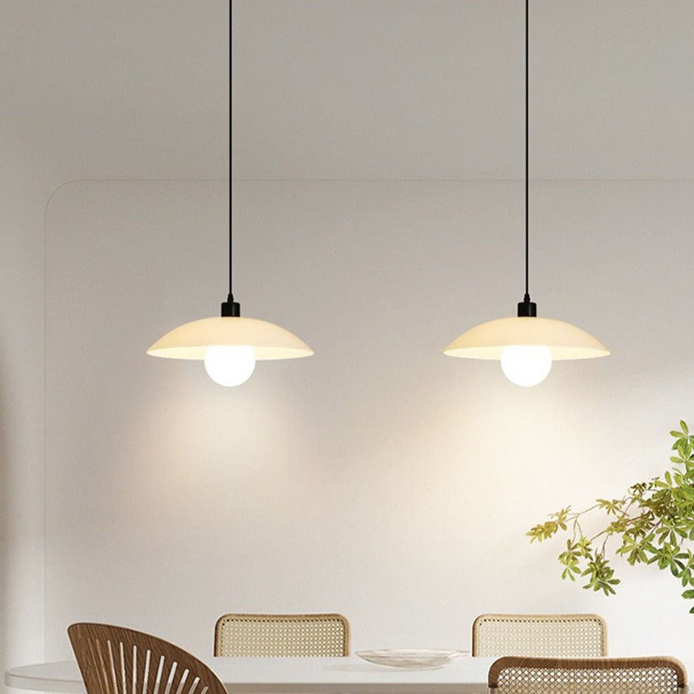 Minimalist Hanging Lamp of White Layered Glass