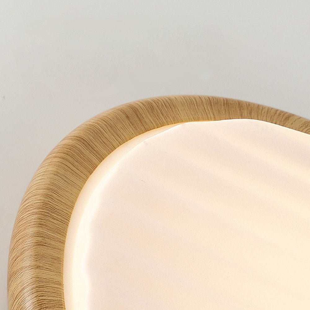 Round Wood Pleated LED Ceiling Lamp for Bedroom | Natural Textured Design | 3 Color Temperature Lighting | Slim Flush Mount 30–50cm