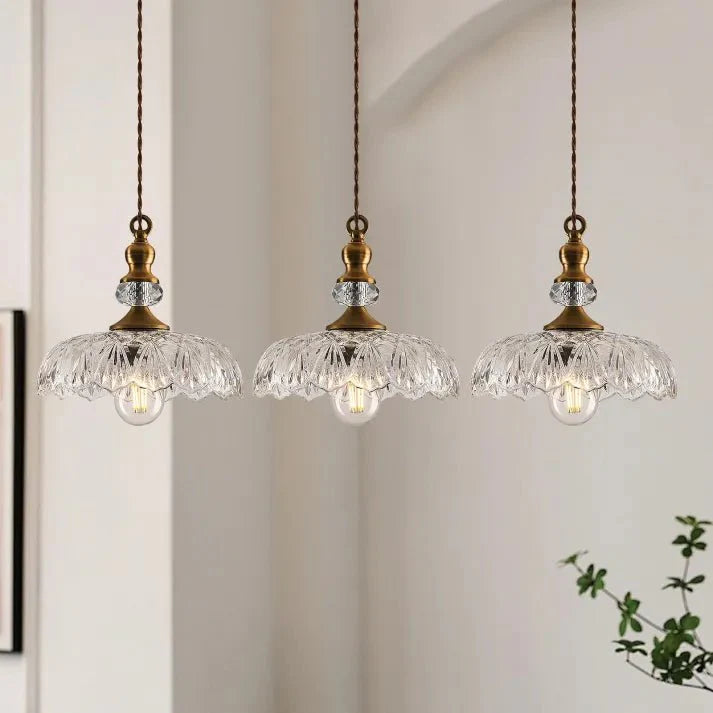 Mid Century Glass Pendant Light Kitchen Island | Mini Retro Ceiling Lamp | Iron Frame | E26 E27 Bulb | Modern Vintage Lighting