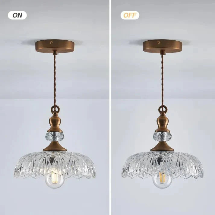 Mid Century Glass Pendant Light Kitchen Island | Mini Retro Ceiling Lamp | Iron Frame | E26 E27 Bulb | Modern Vintage Lighting