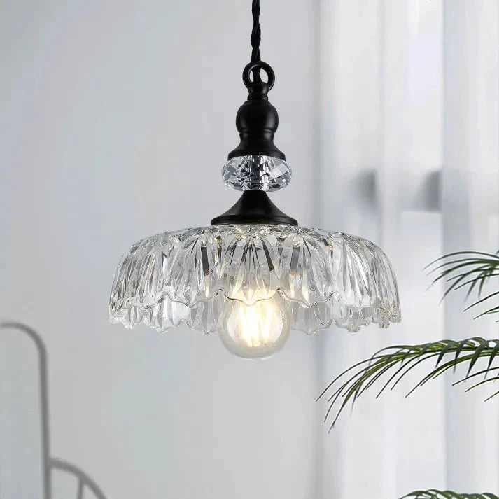 Mid Century Glass Pendant Light Kitchen Island | Mini Retro Ceiling Lamp | Iron Frame | E26 E27 Bulb | Modern Vintage Lighting