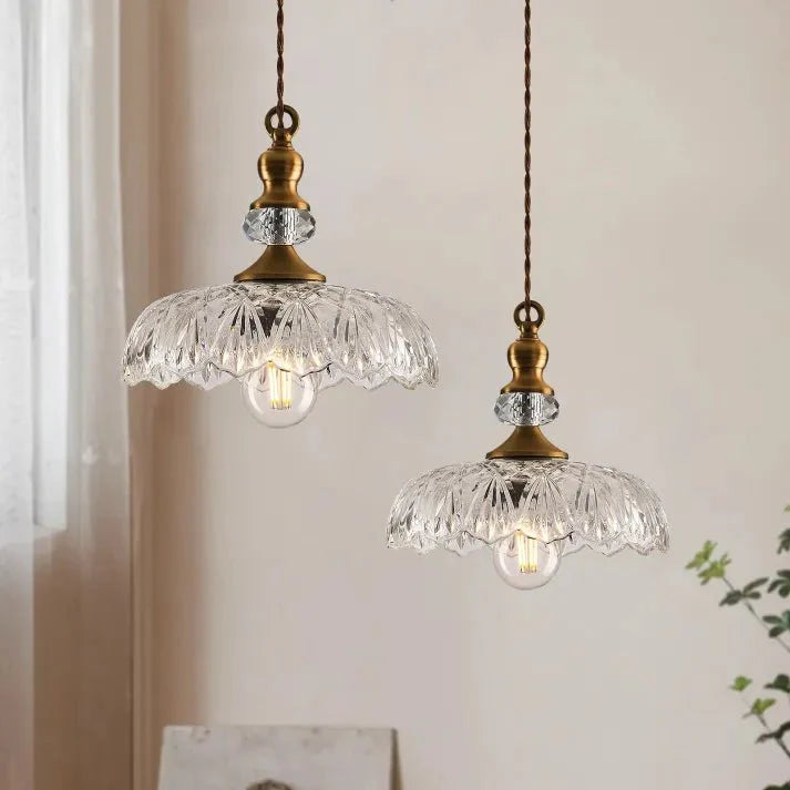 Mid Century Glass Pendant Light Kitchen Island | Mini Retro Ceiling Lamp | Iron Frame | E26 E27 Bulb | Modern Vintage Lighting