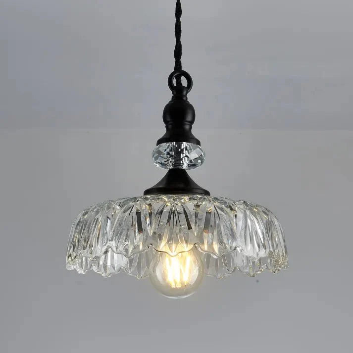 Mid Century Glass Pendant Light Kitchen Island | Mini Retro Ceiling Lamp | Iron Frame | E26 E27 Bulb | Modern Vintage Lighting