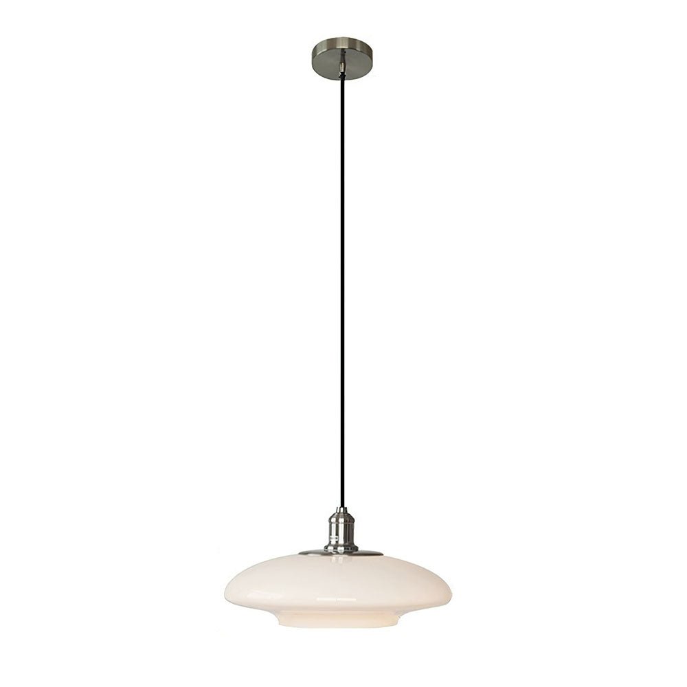 Modern White Glass Pendant Lamp E27 Ceiling Light | Minimalist Round Hanging Fixture | Dining & Living Room Ambient Lighting