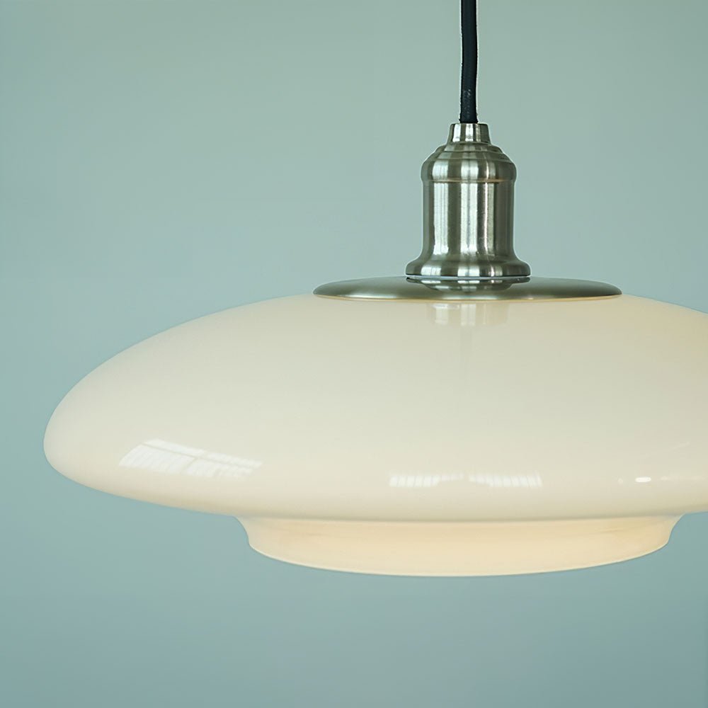 Modern White Glass Pendant Lamp E27 Ceiling Light | Minimalist Round Hanging Fixture | Dining & Living Room Ambient Lighting