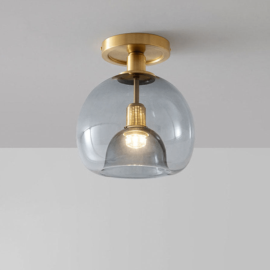 Modern Gray Glass Ceiling Lamp Minimalist Design | E27 Corridor Light Fixture | Indoor Hallway Lighting | 22cm x 28cm