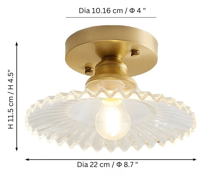 Vintage Clear Glass Ribbed Petal Ceiling Lamp