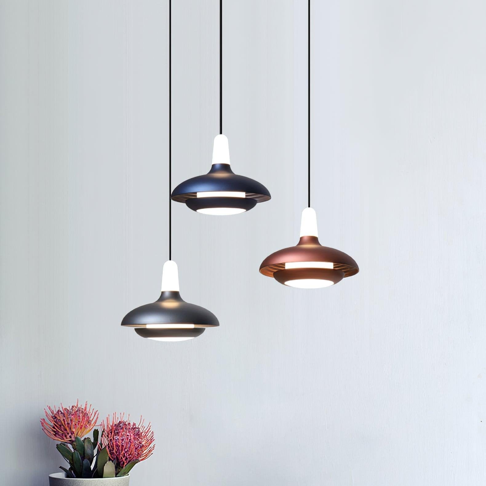 Fiji Pendant Lamp | Aluminum LED Pendant | Warm, Neutral & Cool Light | Modern Tropical Interior Lighting | 18x14cm