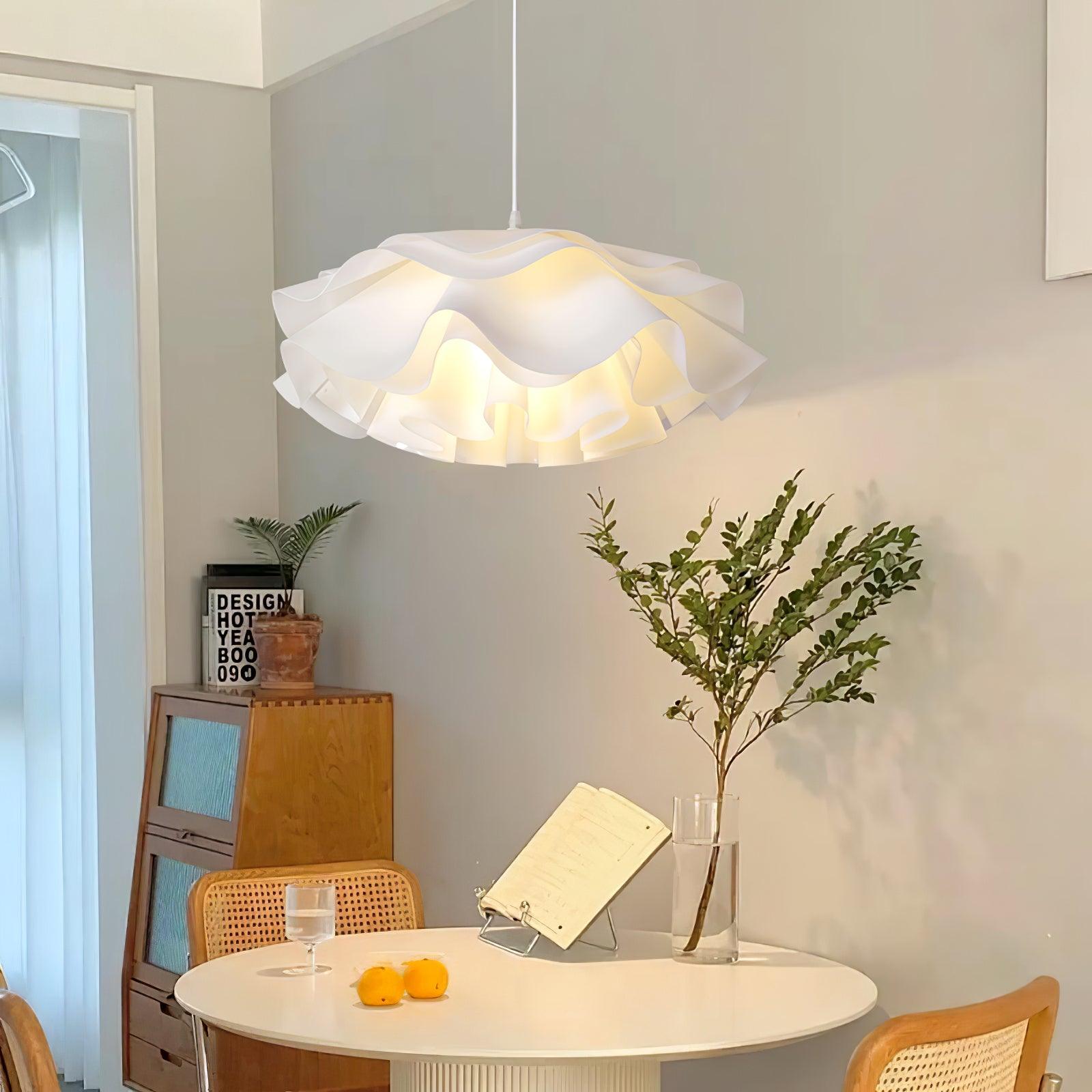 White Flower Pendant Lamp | Petal Design Hanging Light | E26/E27 LED/Edison Fixture | Decorative Ambient Ceiling Lighting