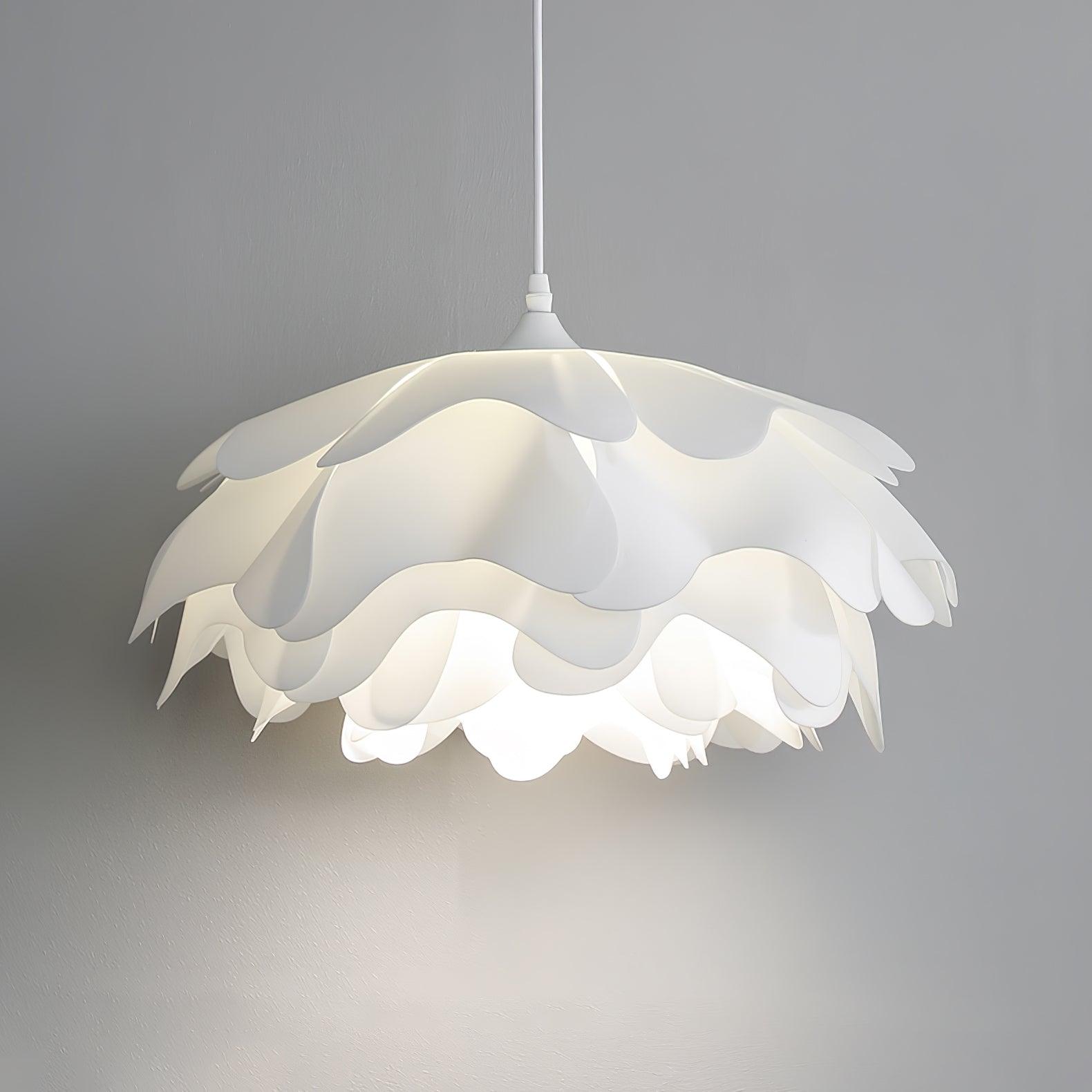 White Flower Pendant Lamp | Petal Design Hanging Light | E26/E27 LED/Edison Fixture | Decorative Ambient Ceiling Lighting