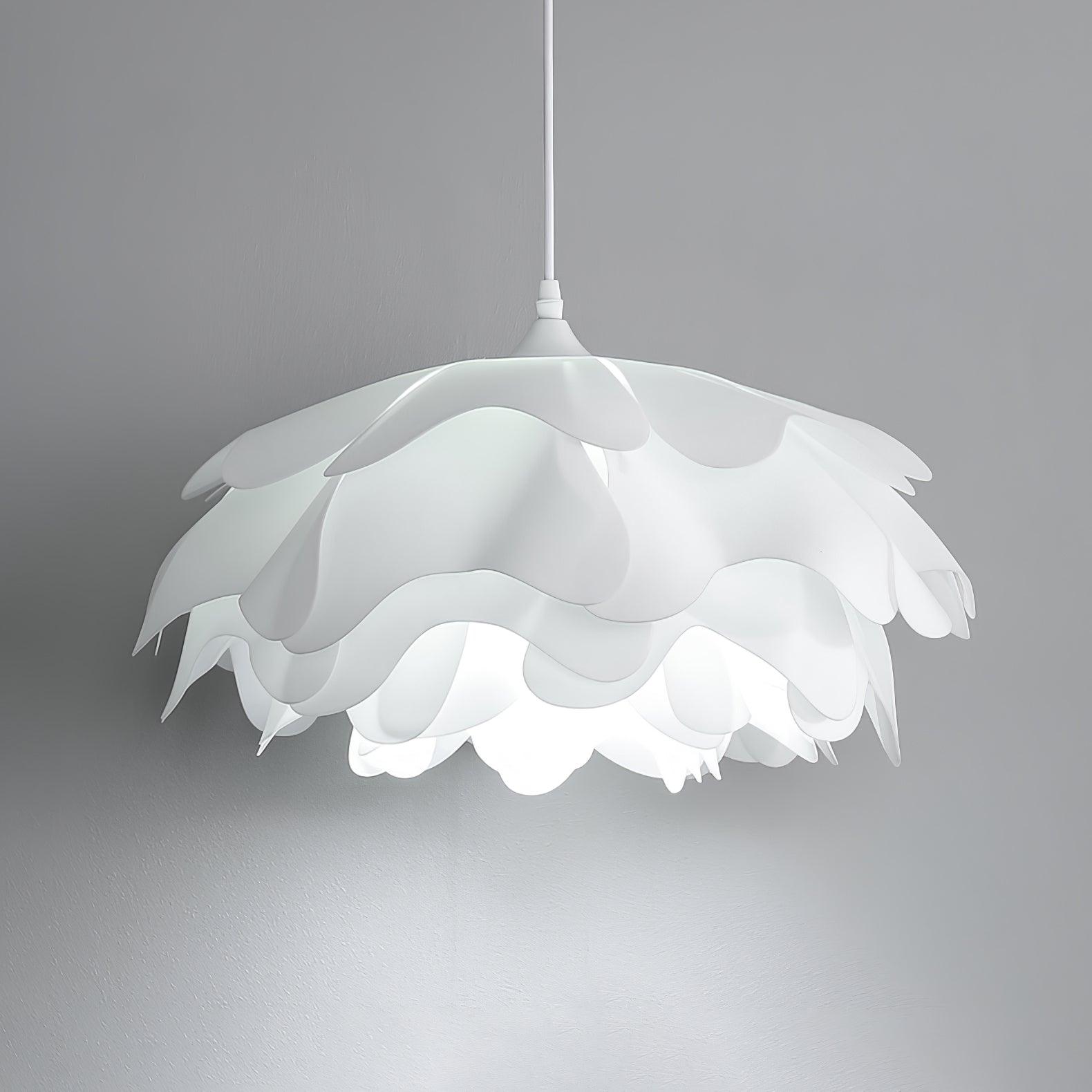 White Flower Pendant Lamp | Petal Design Hanging Light | E26/E27 LED/Edison Fixture | Decorative Ambient Ceiling Lighting