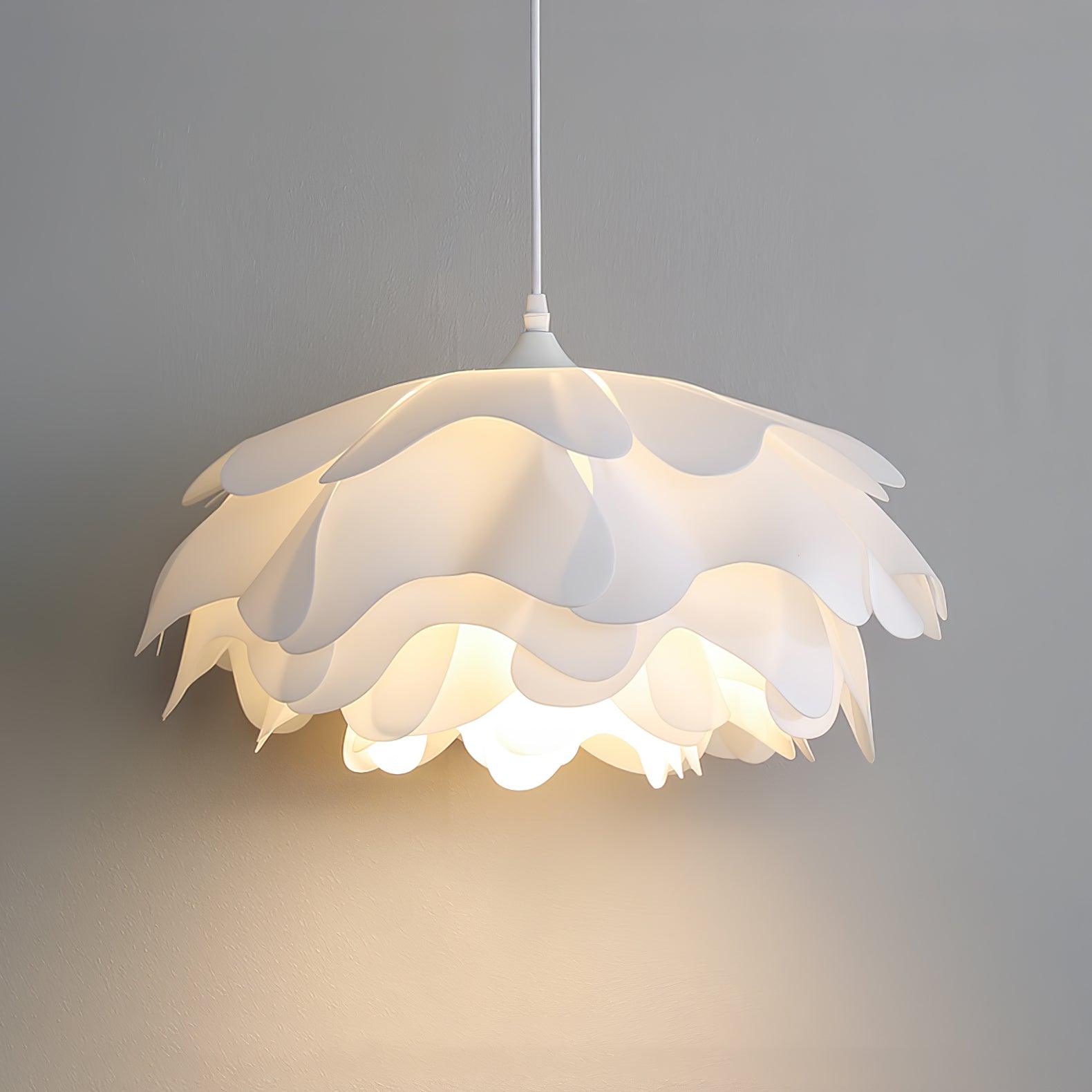 White Flower Pendant Lamp | Petal Design Hanging Light | E26/E27 LED/Edison Fixture | Decorative Ambient Ceiling Lighting