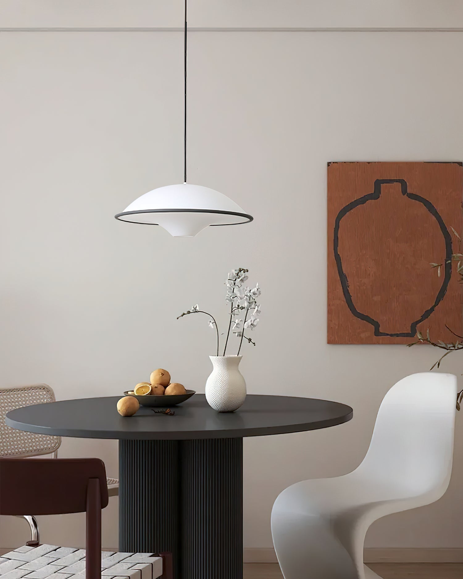 Modern UFO Pendant Lamp Minimalist Ceiling Light | Acrylic & Metal | E26 E27 LED Compatible | Adjustable Hanging Light