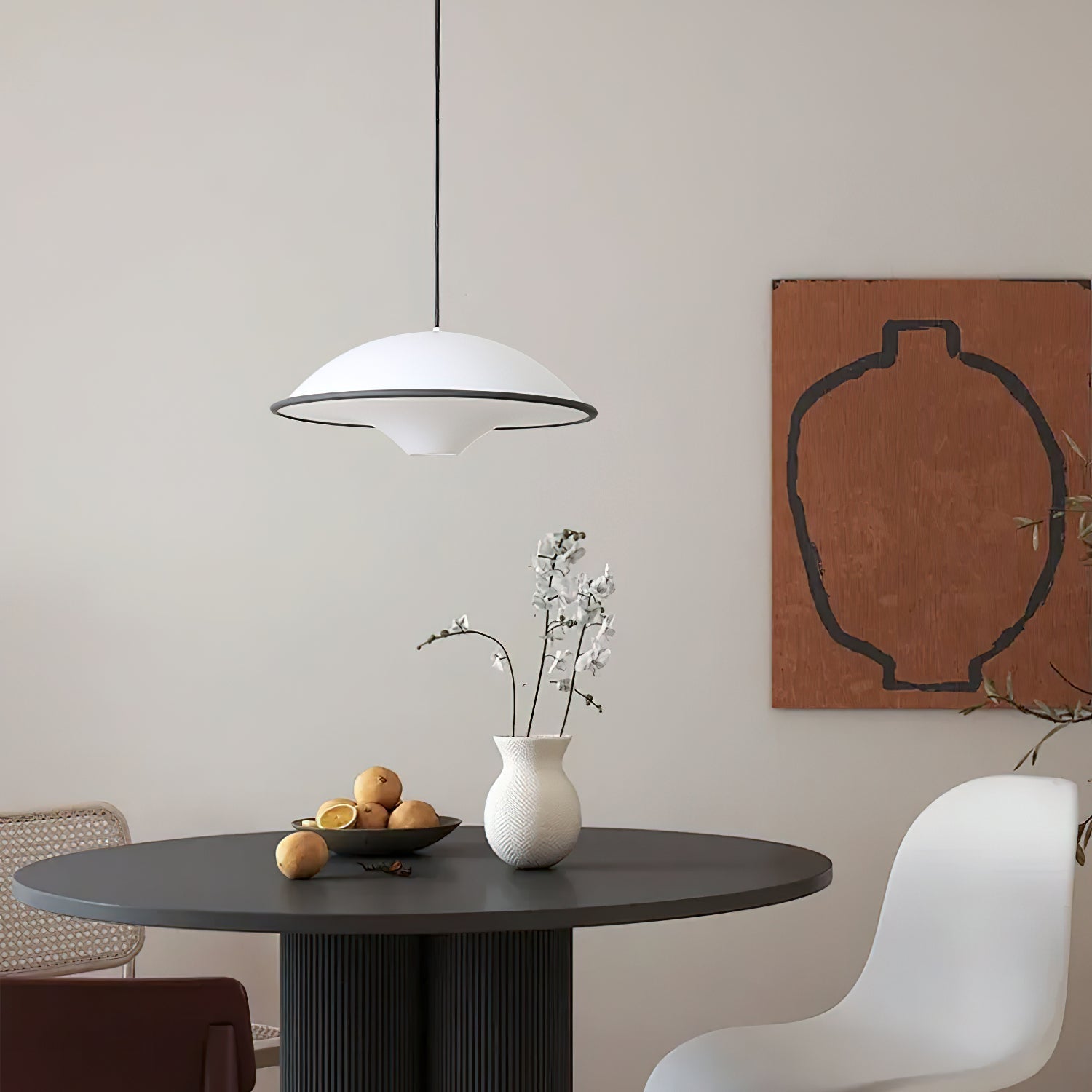 Modern UFO Pendant Lamp Minimalist Ceiling Light | Acrylic & Metal | E26 E27 LED Compatible | Adjustable Hanging Light