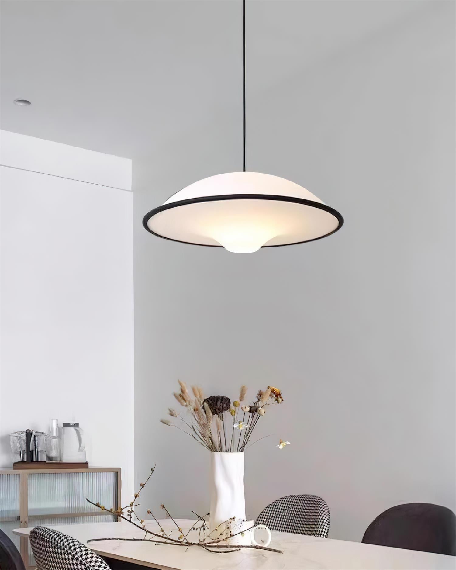 Modern UFO Pendant Lamp Minimalist Ceiling Light | Acrylic & Metal | E26 E27 LED Compatible | Adjustable Hanging Light