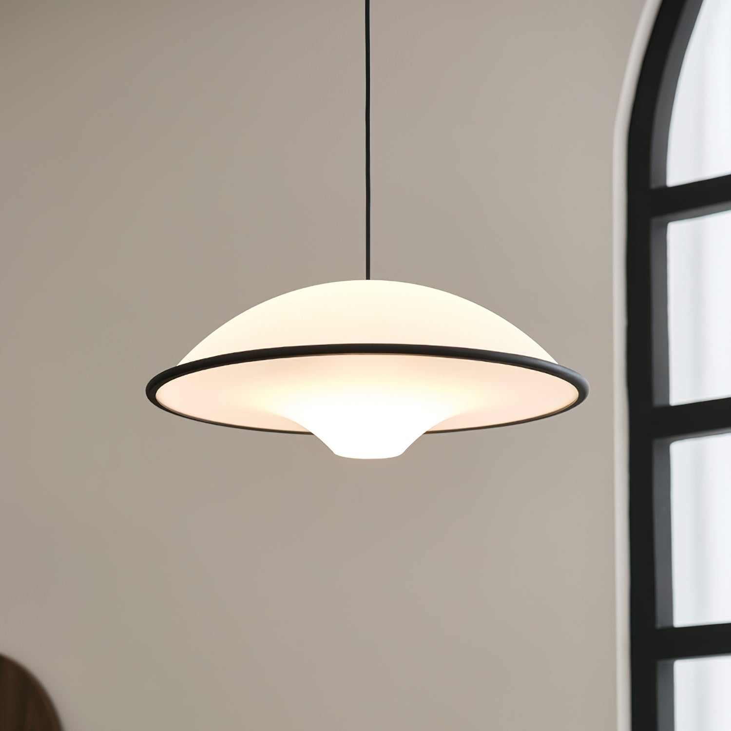 Modern UFO Pendant Lamp Minimalist Ceiling Light | Acrylic & Metal | E26 E27 LED Compatible | Adjustable Hanging Light