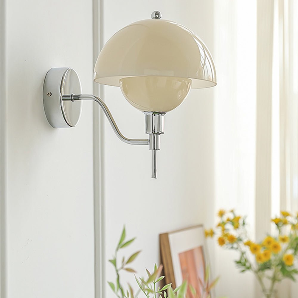 Cream Mushroom Wall Lamp Modern Scandinavian Wall Light | Glass Design | G9 Fixture | Warm Ambient Indoor Lighting