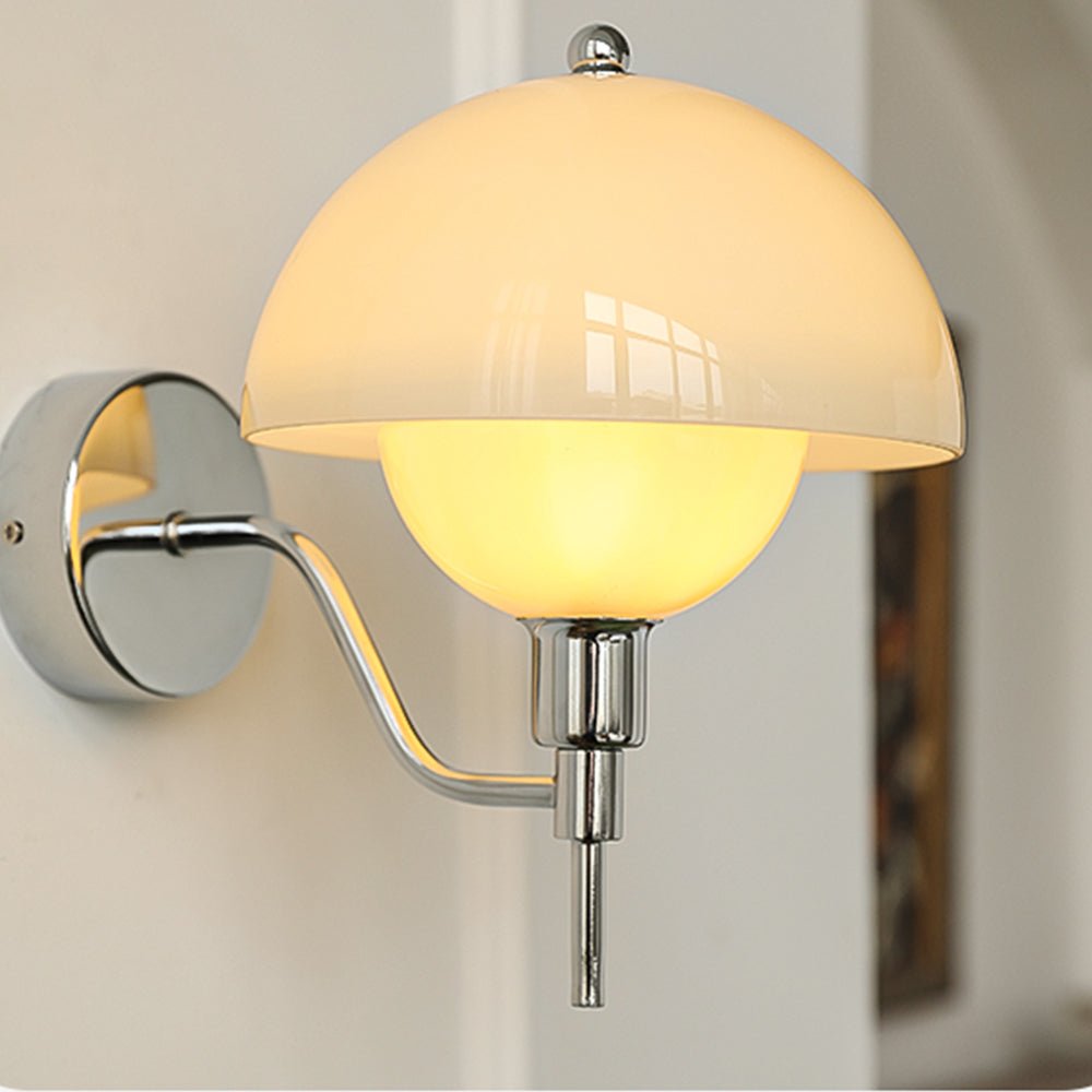 Cream Mushroom Wall Lamp Modern Scandinavian Wall Light | Glass Design | G9 Fixture | Warm Ambient Indoor Lighting