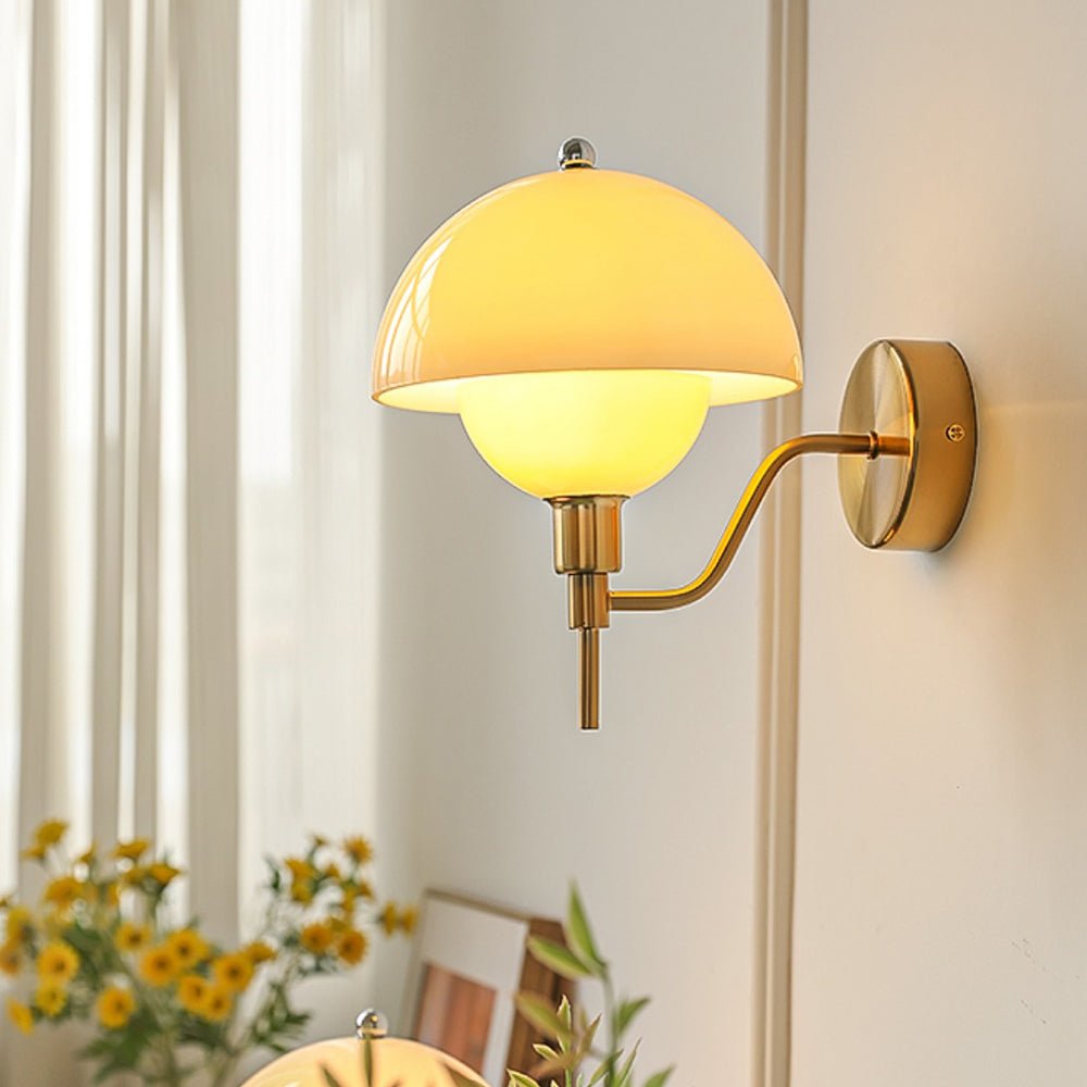 Cream Mushroom Wall Lamp Modern Scandinavian Wall Light | Glass Design | G9 Fixture | Warm Ambient Indoor Lighting