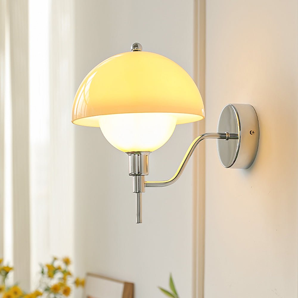 Cream Mushroom Wall Lamp Modern Scandinavian Wall Light | Glass Design | G9 Fixture | Warm Ambient Indoor Lighting