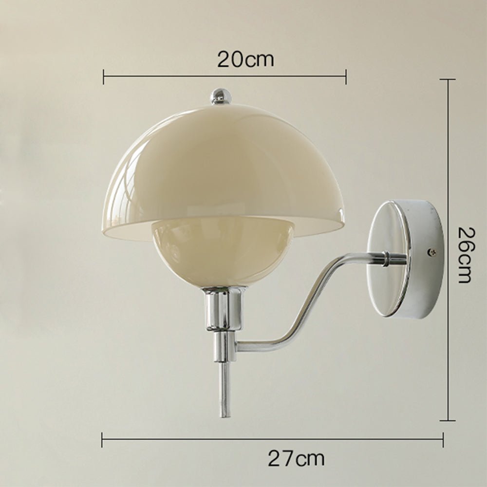 Cream Mushroom Wall Lamp Modern Scandinavian Wall Light | Glass Design | G9 Fixture | Warm Ambient Indoor Lighting