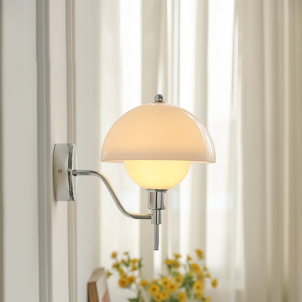 Cream Mushroom Wall Lamp Modern Scandinavian Wall Light | Glass Design | G9 Fixture | Warm Ambient Indoor Lighting