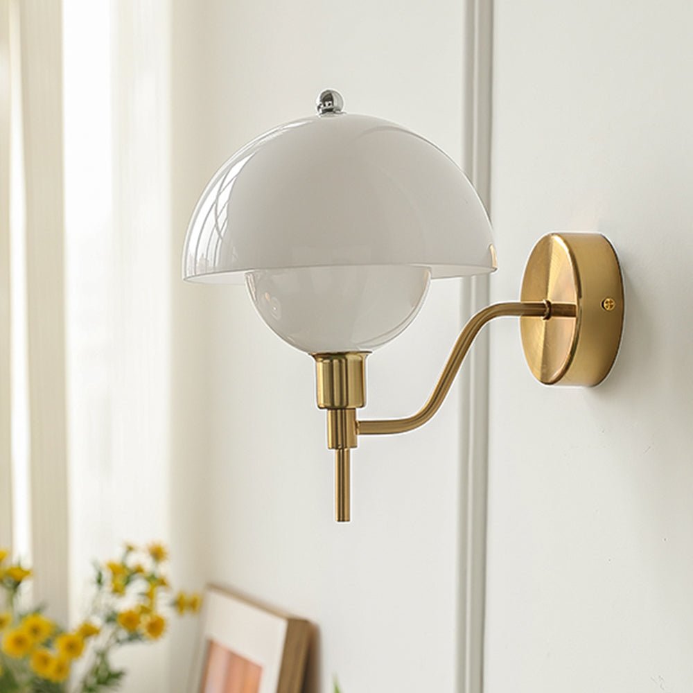 Cream Mushroom Wall Lamp Modern Scandinavian Wall Light | Glass Design | G9 Fixture | Warm Ambient Indoor Lighting