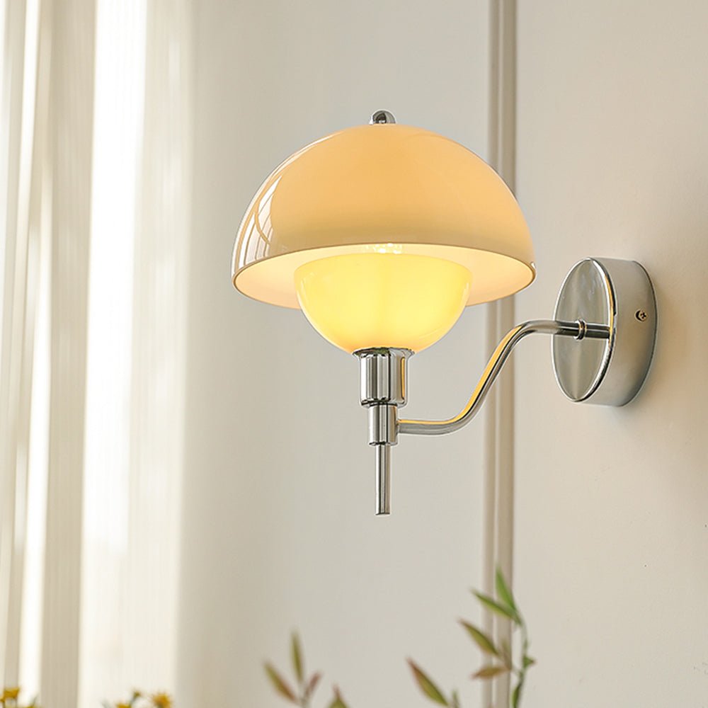 Cream Mushroom Wall Lamp Modern Scandinavian Wall Light | Glass Design | G9 Fixture | Warm Ambient Indoor Lighting