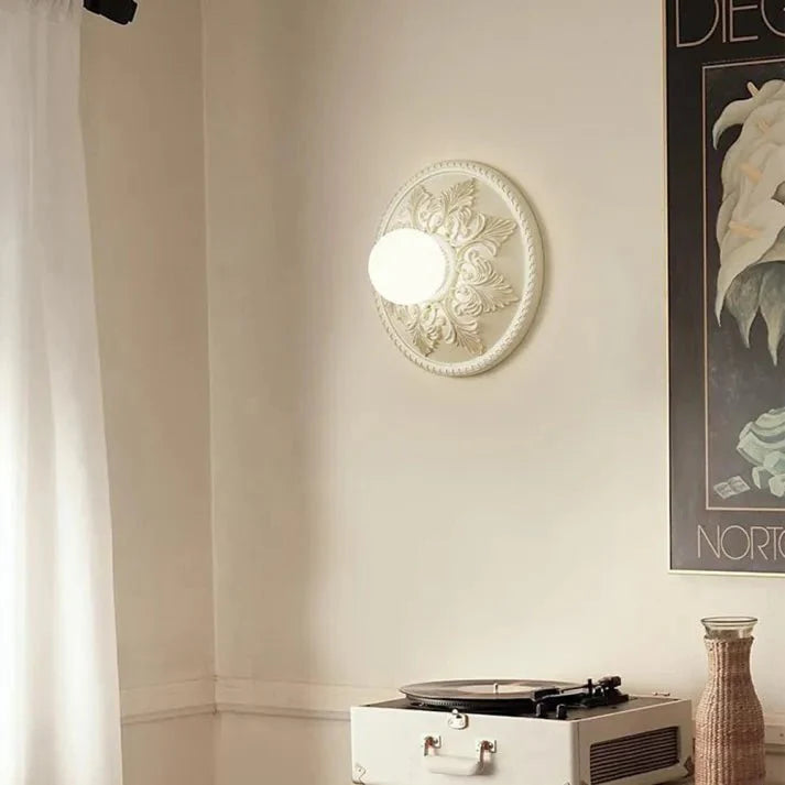 Modern Milky Coffee Wall Lamp for Living Room | Resin & Glass Wall Sconce | G9 Bulb Base | Ambient Interior Lighting Ø30cm