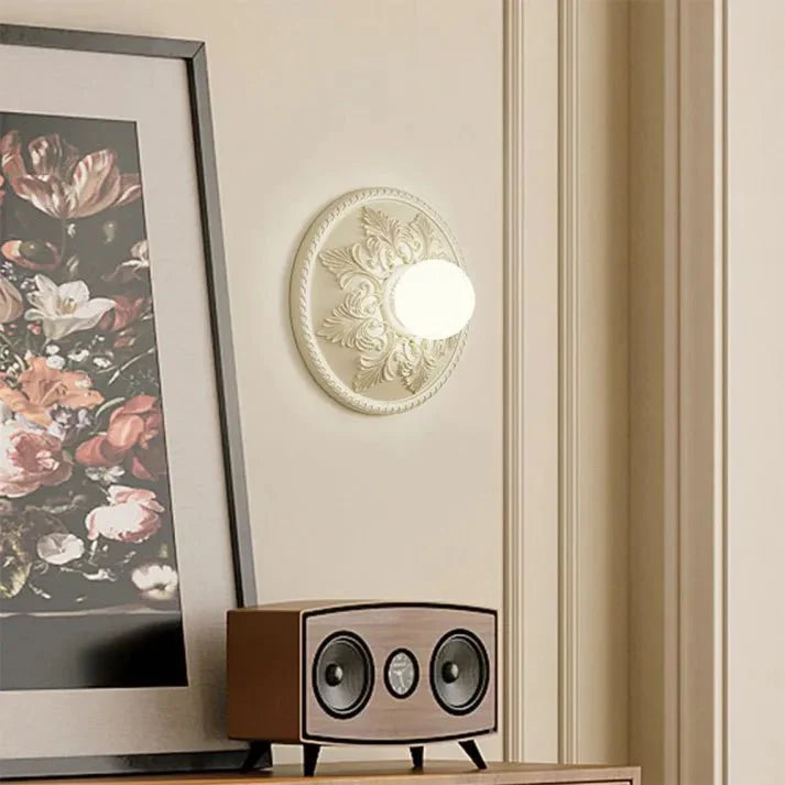 Modern Milky Coffee Wall Lamp for Living Room | Resin & Glass Wall Sconce | G9 Bulb Base | Ambient Interior Lighting Ø30cm