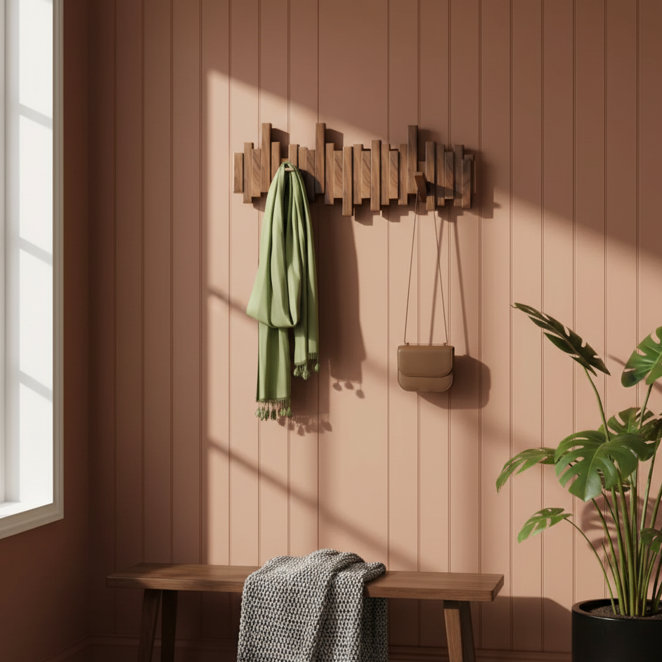 Piano Coat Rack – Wall Hooks Made of Walnut or Beech Wood