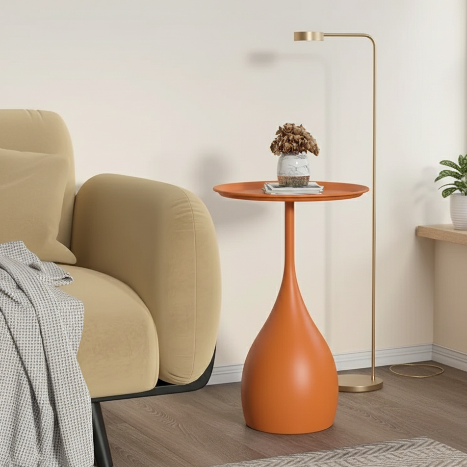 Ariessa Lumo | Mobile Round Side Table in a Slightly Luxurious Design for Sofa & Bed