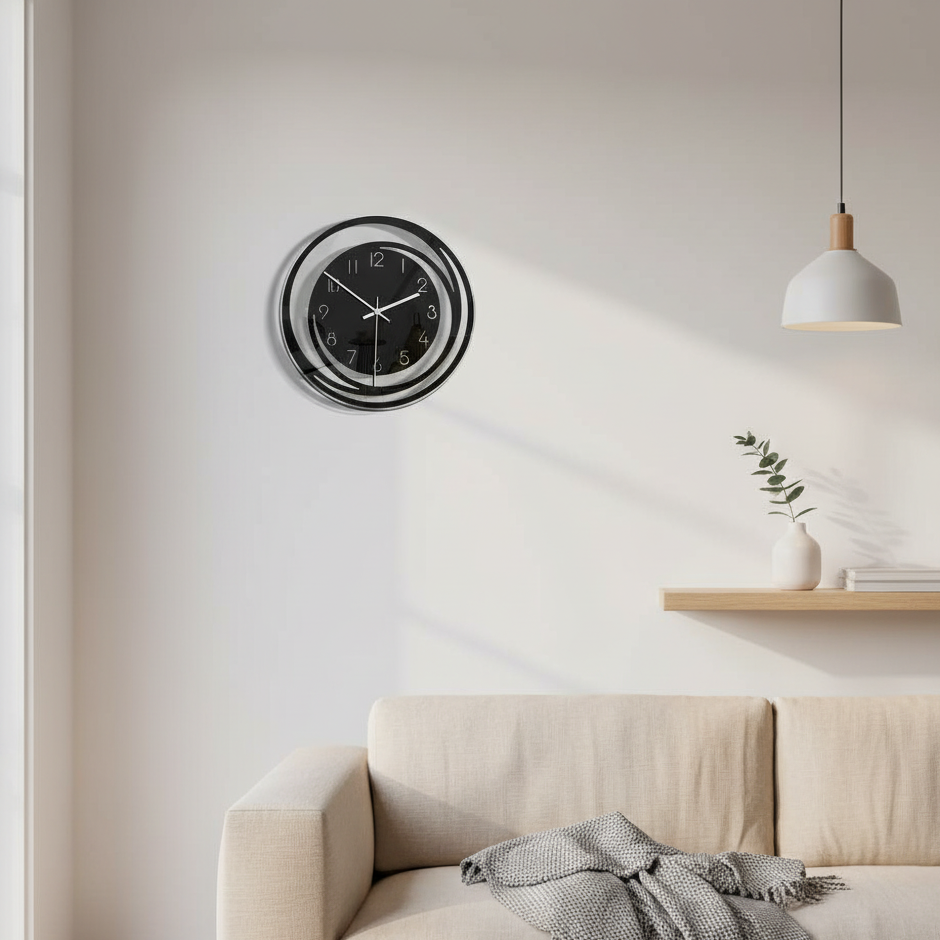Minimalist Wall Clock 30 cm | Silent Quartz Movement | Elegant Acrylic Design for Living Room Bedroom Office