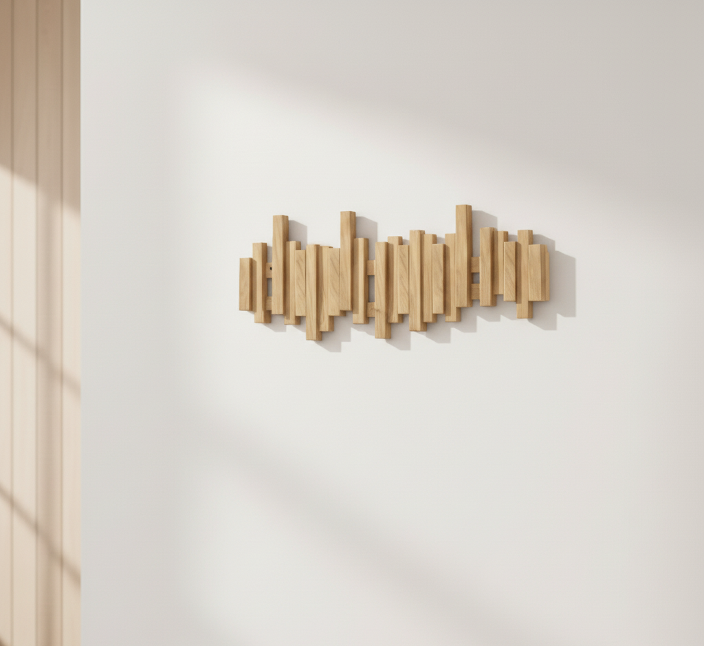 Piano Coat Rack – Wall Hooks Made of Walnut or Beech Wood