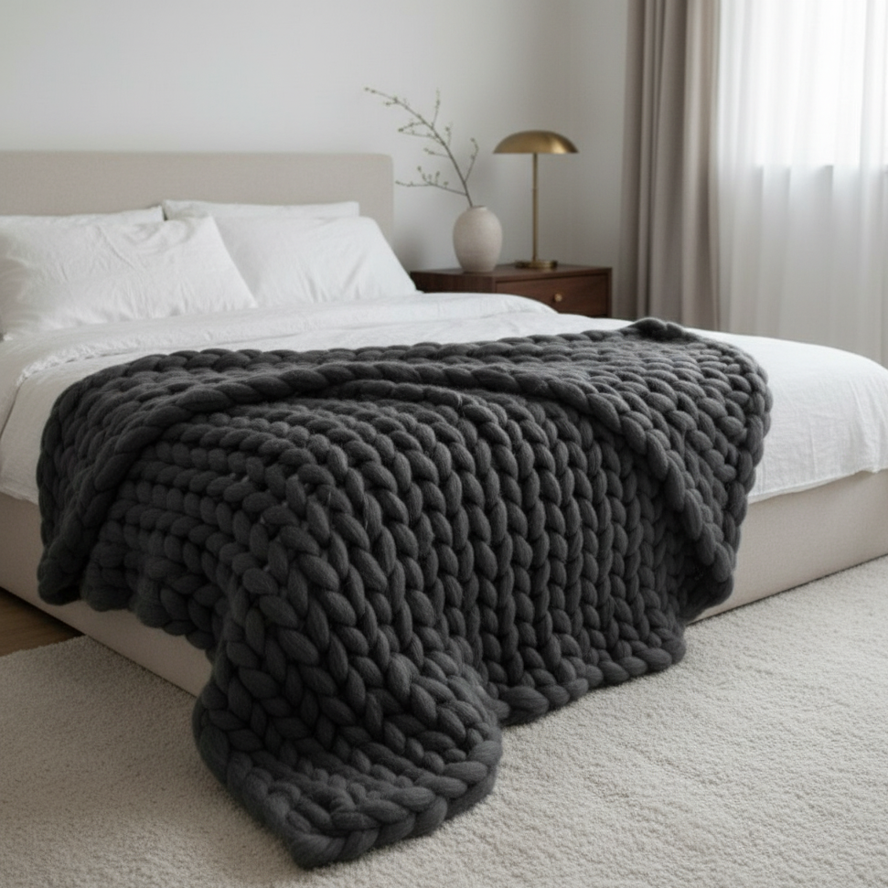 NordWeave | Elegant XXL Knit Blanket Made of Soft Yarn for Living & Bedrooms
