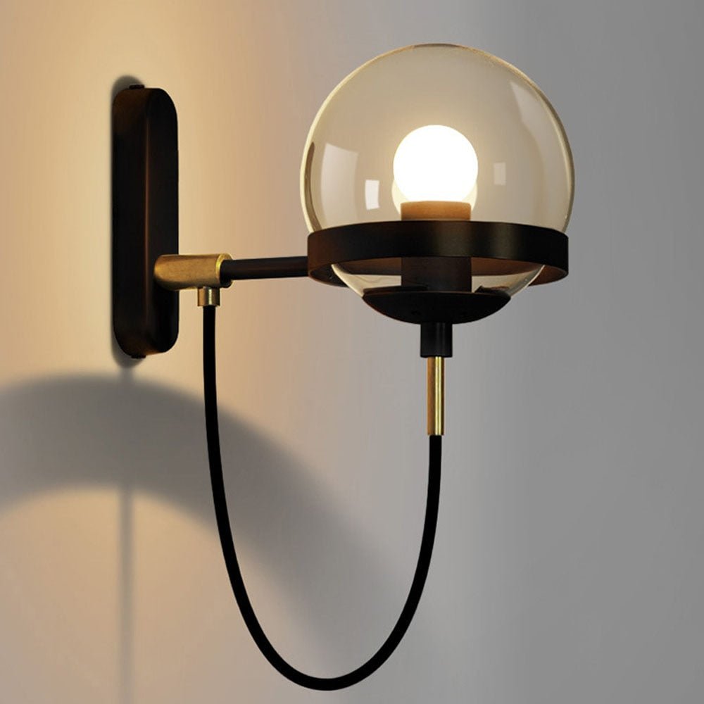 Modern Wall Light E27 | Postmodern Design | Iron & Glass Fixture | Dimmable LED Included | Indoor Wall Lighting for Bedroom & Hallway